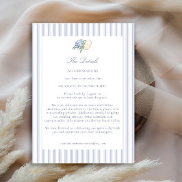 Hydrangea Formal Stripes Coastal Wedding Details Informatiekaartje