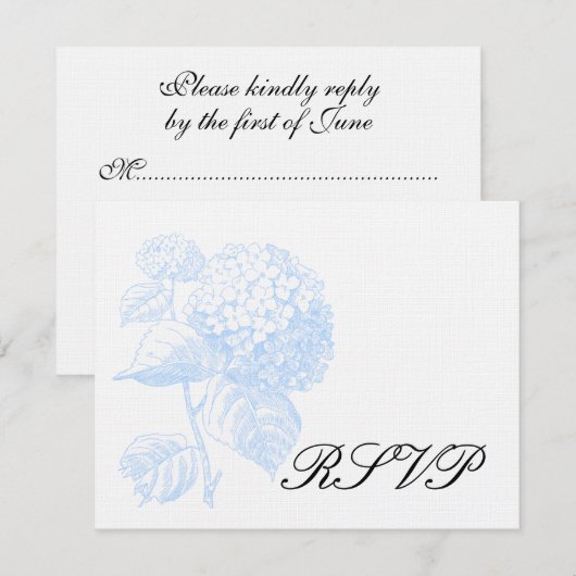Hydrangea FORMELE TROUWUITNODIGING RSVP Kaartje (Voorkant / Achterkant)