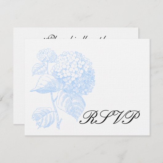 Hydrangea FORMELE WEDDINGINVITATIE RSVP Kaartje (Voorkant / Achterkant)