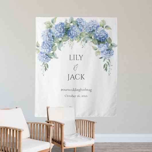 Hydrangea foto selfie wit bruiloft achtergrond wandkleed