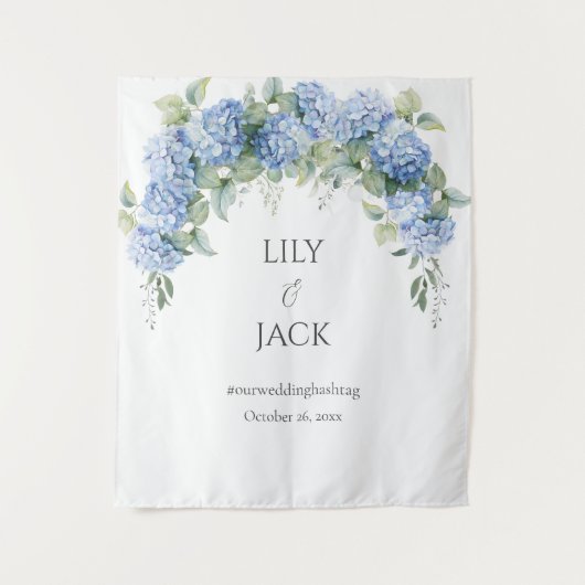 Hydrangea foto selfie wit bruiloft achtergrond wandkleed (Voorkant)