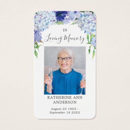 Hydrangea Funeral Memorial Poem Kaart (Voorkant)