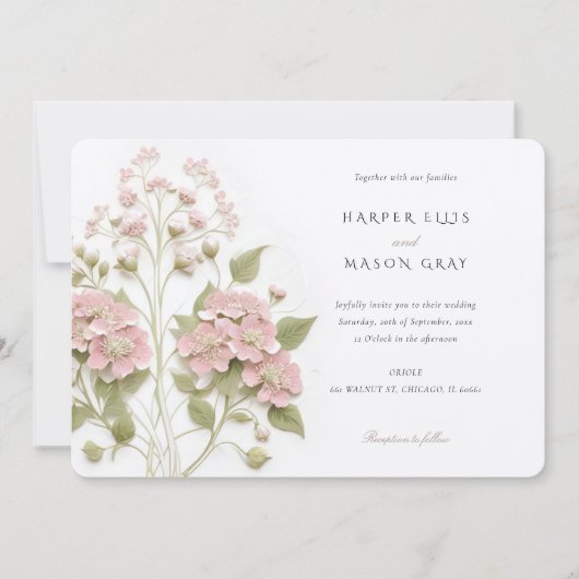 Hydrangea Garden Elegante Pastelbruiloft Uitnodige Kaart (Voorkant)