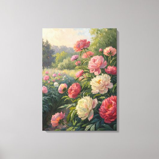 Hydrangea Garden Path Sunlight Print. Canvas Afdruk (Voorkant)