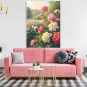 Hydrangea Garden Path Sunlight Print. Canvas Afdruk (Insitu (Woonkamer))