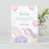 Hydrangea Garden Rainbow Unicorn Baby shower Bedankkaart (Staand voorkant)