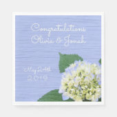 Hydrangea Gefeliciteerd Hout Grain Wedding Servet (Voorkant)