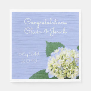 Hydrangea Gefeliciteerd Hout Grain Wedding Servet