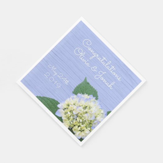 Hydrangea Gefeliciteerd Hout Grain Wedding Servet (Hoek)