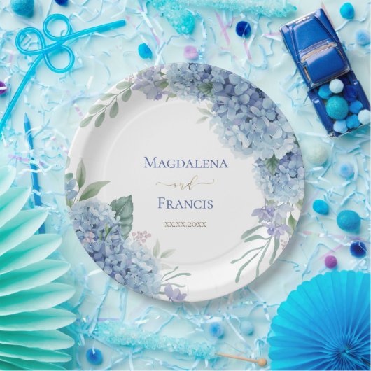 Hydrangea geometrisch lijst | bruiloft papieren bordje (Feest)