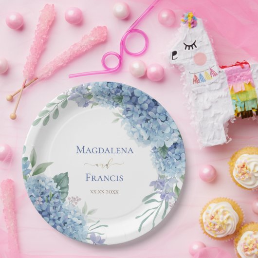 Hydrangea geometrisch lijst | bruiloft papieren bordje (Feest)