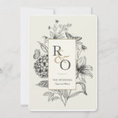 Hydrangea Gepersonaliseerd Elegant Vintage Wedding Kaart (Achterkant)