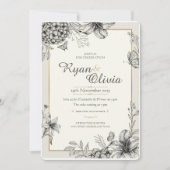 Hydrangea Gepersonaliseerd Elegant Vintage Wedding Kaart (Voorkant)