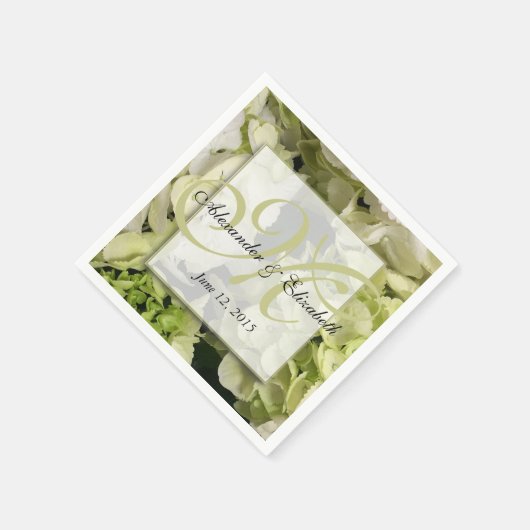 Hydrangea gepersonaliseerde monogram bruiloft servetten (Hoek)