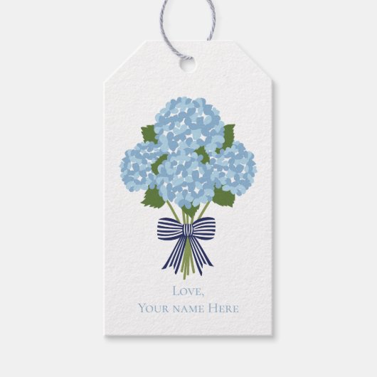 Hydrangea Gift Label, Custom Blue Grandmillenial Cadeaulabel (Voorkant)