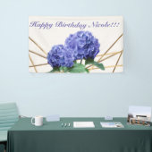 Hydrangea & Gold Elegant Bloemen Bruiloftsbanner Spandoek (Beurs)