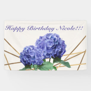 Hydrangea & Gold Elegant Bloemen Bruiloftsbanner Spandoek