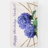 Hydrangea & Gold Elegant Bloemen Bruiloftsbanner Spandoek (Verticaal)