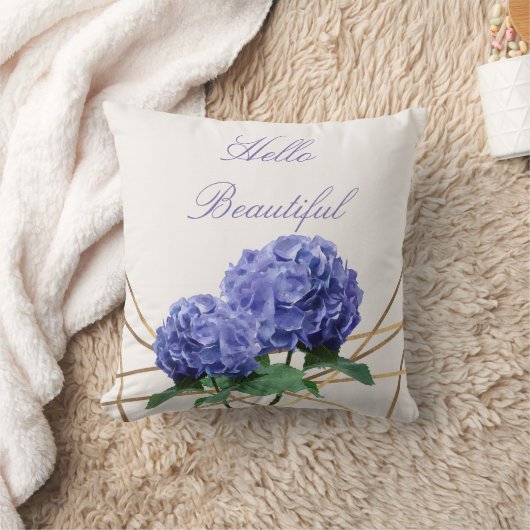 Hydrangea & Gold Elegant Floral Aangepast Kussen (Deken)