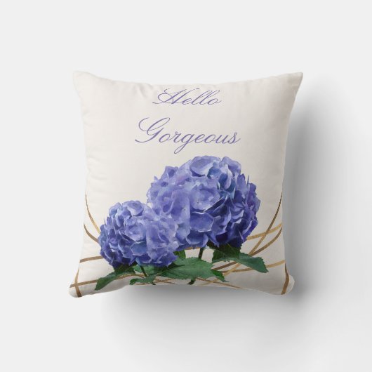 Hydrangea & Gold Elegant Floral Aangepast Kussen (Achterkant)