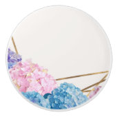 Hydrangea & Gold Elegant Floral Chic Spring Custom Keramische Knop (Voorkant)