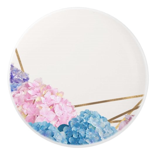 Hydrangea & Gold Elegant Floral Chic Spring Custom Keramische Knop (Voorkant)