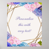 Hydrangea & Gold Floral Chic Spring Wedding Banner Poster (Voorkant)