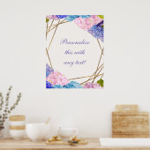 Hydrangea & Gold Floral Chic Spring Wedding Banner Poster (Keuken)