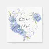 Hydrangea Gold Heart Waterverf Wedding Servet (Voorkant)