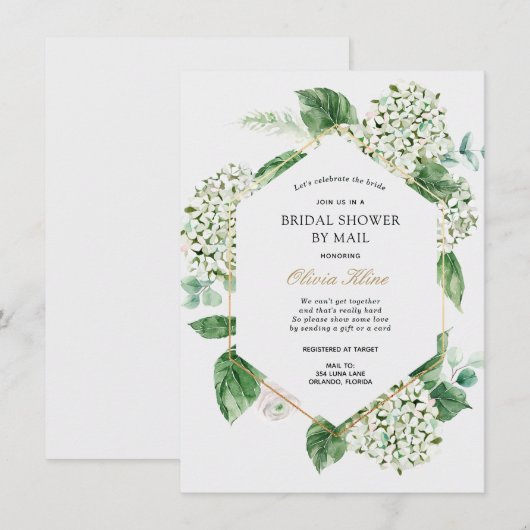 Hydrangea Gold Lijst Vrijgezellenfeest per Mail Kaart (Voorkant / Achterkant)