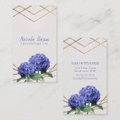 Hydrangea & Gold Lines Elegant Chic Floral Visitekaartje (Voorkant / Achterkant)