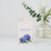 Hydrangea & Gold Lines Elegant Chic Floral Visitekaartje (Staand voorkant)