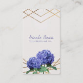 Hydrangea & Gold Lines Elegant Chic Floral Visitekaartje (Voorkant)