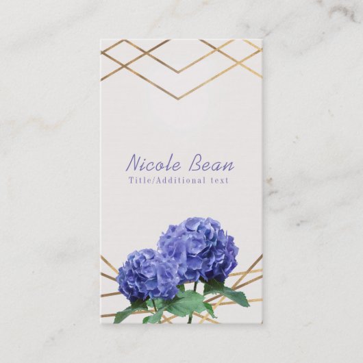 Hydrangea & Gold Lines Elegant Chic Floral Visitekaartje (Voorkant)