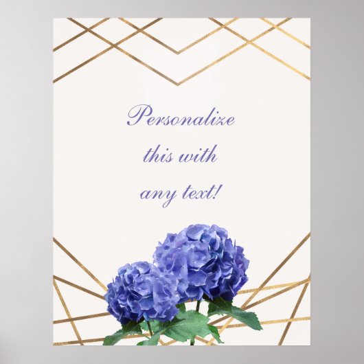 Hydrangea & Goud Elegante Bloemige Trouwbanner Poster (Voorkant)