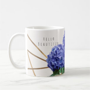 Hydrangea & Goud Elegante Bloemstuk Persoonlijk Koffiemok