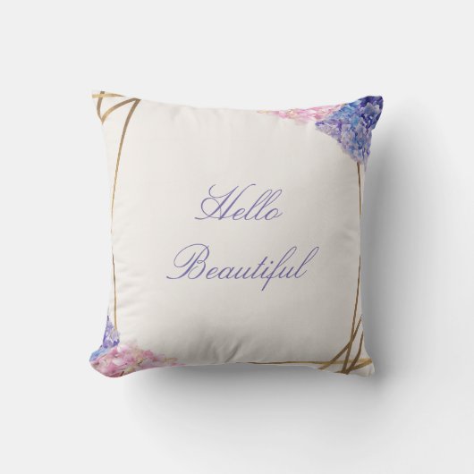 Hydrangea & Goud Elegante Lente Bloemstuk Chic Maa Kussen (Voorkant)