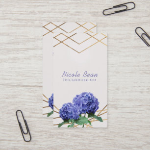 Hydrangea & Gouden Lijnen Elegante Chic Bloemen Visitekaartje