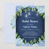 Hydrangea Greenery Navy Jar Lights Vrijgezellenfee Kaart (Voorkant / Achterkant)