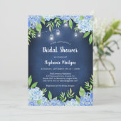 Hydrangea Greenery Navy Jar Lights Vrijgezellenfee Kaart (Staand voorkant)