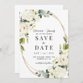 Hydrangea & Groen Bruiloft Save The Date (Voorkant / Achterkant)