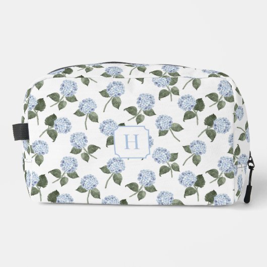 Hydrangea Hamptons Blauwe Bloemen Monogram Toilettasje (Voorkant)