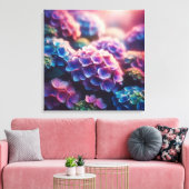 Hydrangea Harmony: De stralende symfonie van de Na Canvas Afdruk (Insitu (Woonkamer))
