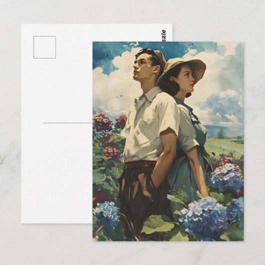 Hydrangea Harmony:  liefde Briefkaart (Voorkant / Achterkant)