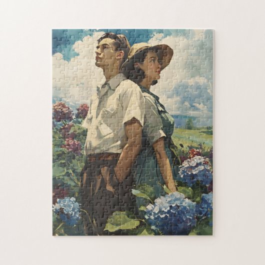 Hydrangea Harmony:  liefde Legpuzzel (Verticaal)