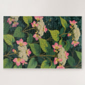 Hydrangea Harmony – Retro Japanse Bloemen JiPuzzel Legpuzzel (Horizontaal)
