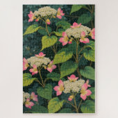 Hydrangea Harmony – Retro Japanse Bloemen JiPuzzel Legpuzzel (Verticaal)
