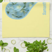 Hydrangea Hart met gepersonaliseerde tekst Theedoek (Gevouwen)