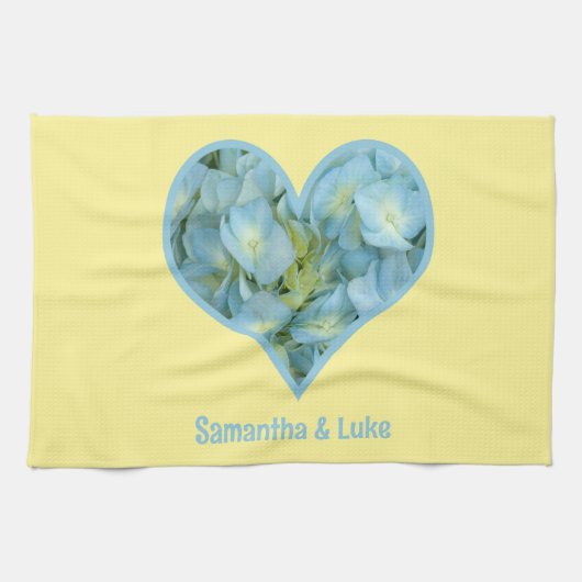 Hydrangea Hart met gepersonaliseerde tekst Theedoek (Horizontaal)