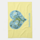 Hydrangea Hart met gepersonaliseerde tekst Theedoek (Verticaal)